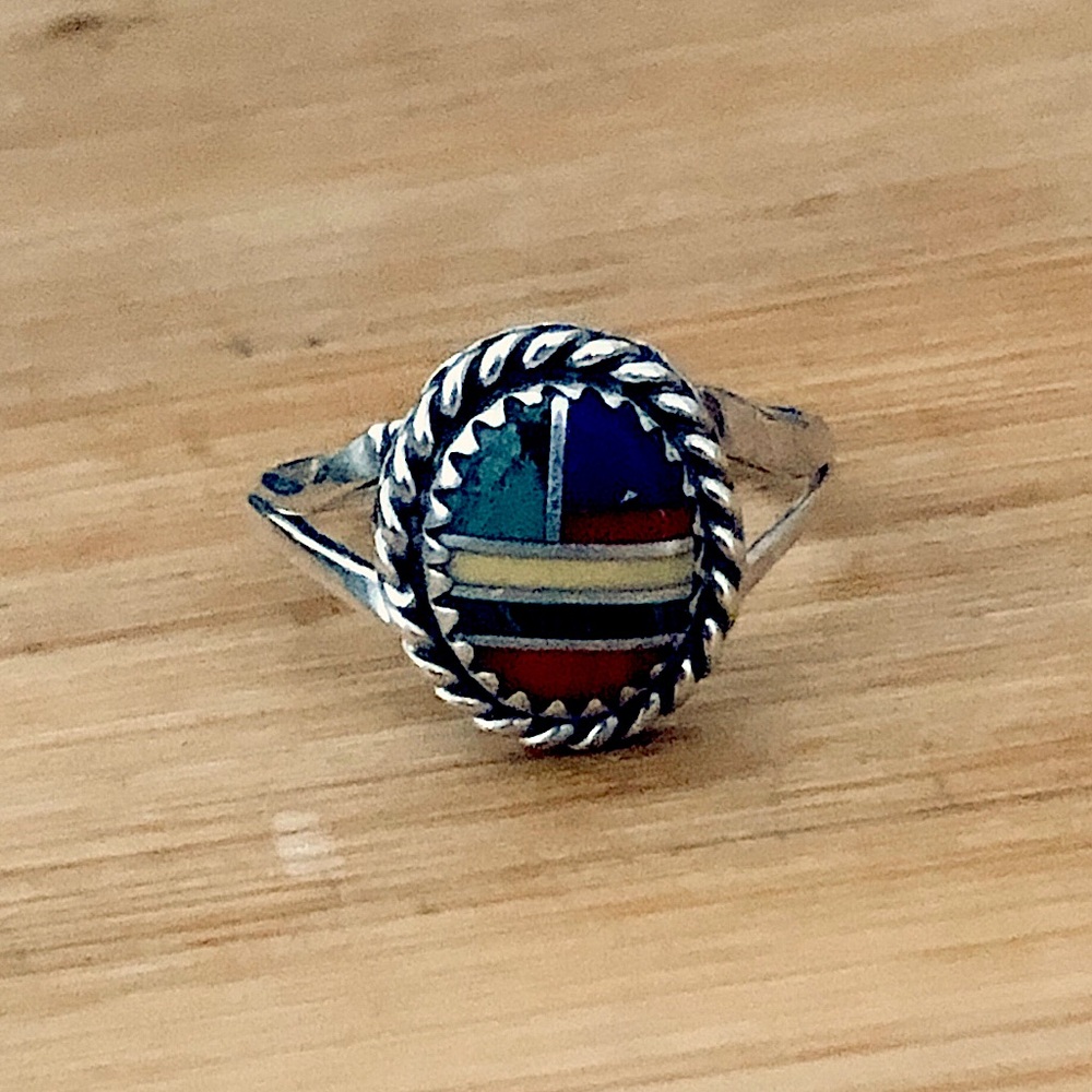 $56  Signed Southwest Vintage Estate Ring Sterling  Size 7 & 3/4  BB.925STERLING